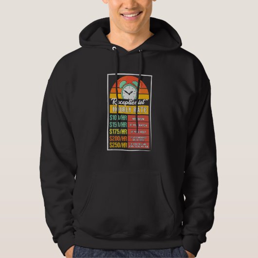 Receptionist Uurtarief Grap Hoodie (Voorkant)