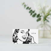 Receptionist van Retro en secretaris-Visitekaartje Informatiekaartje (Staand voorkant)