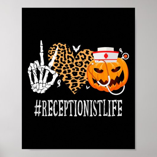 Receptionist Vrede Liefde Pompoen Plezier Hallowee Poster (Voorkant)
