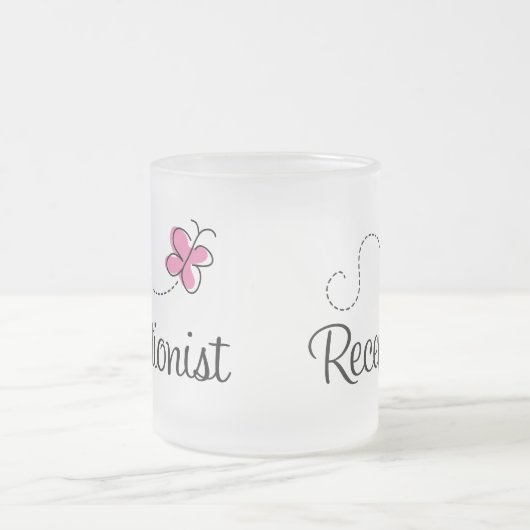 Receptioniste tervlinder voor verkoute roze vlinde matglas koffiemok (Center)