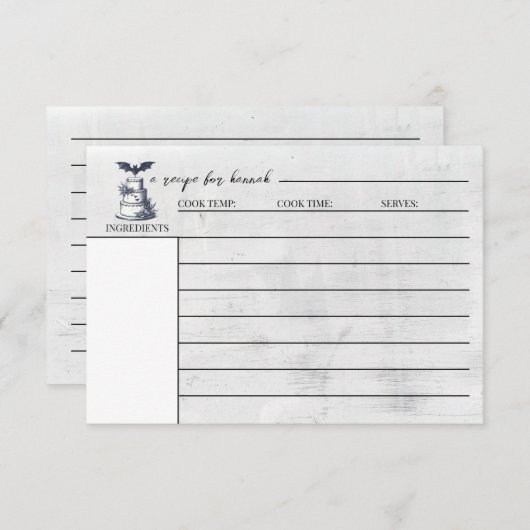 Receptkaart Cake Bat Informatiekaartje (Voorkant / Achterkant)