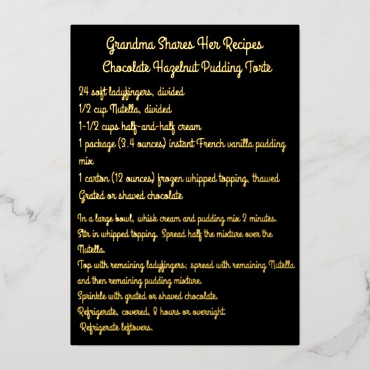 Receptkaart in zwart en goud folie  folie uitnodiging (Voorkant)