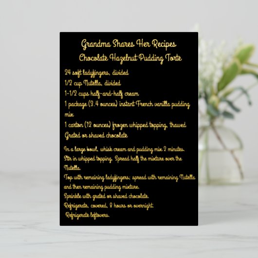 Receptkaart in zwart en goud folie folie uitnodiging (Staand Voorkant)