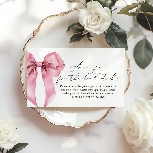 Receptkaart invoegen met roze strik Zij gaat trouw Informatiekaartje