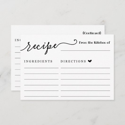 Receptkaart Kaart (Voorkant / Achterkant)