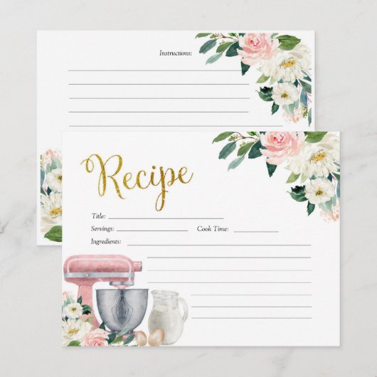 receptkaart keuken bruidsfeest kaart (Voorkant / Achterkant)