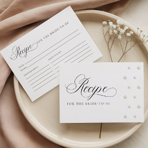 Receptkaart met parels voor de aanstaande bruid informatiekaartje