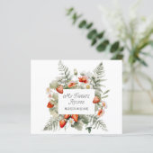 Receptkaart met rode groene aardbeien bloem blader (Staand voorkant)