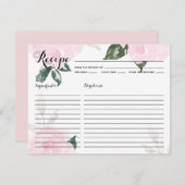 Receptkaart met zachte roze waterverfrozen (Voorkant / Achterkant)