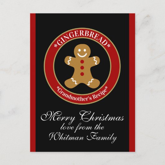 Receptkaart peperkoek feestdagenkaart (Voorkant)