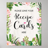 Receptkaart Sign Succulente Cactus Bruiloft Decora Poster (Voorkant)