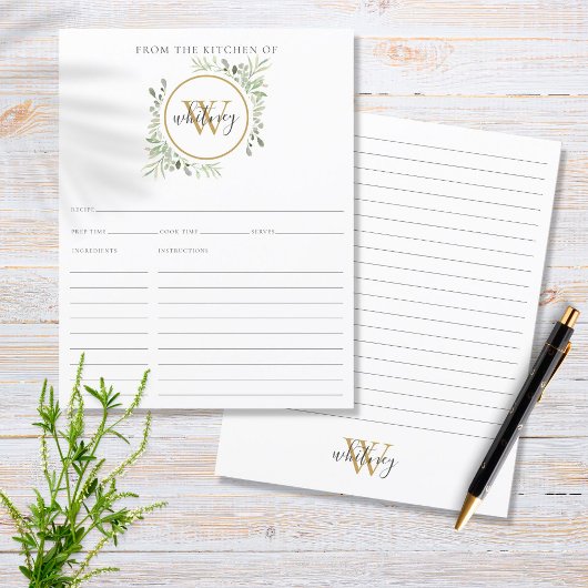 Receptkaart van de keuken van Greenery Monogram