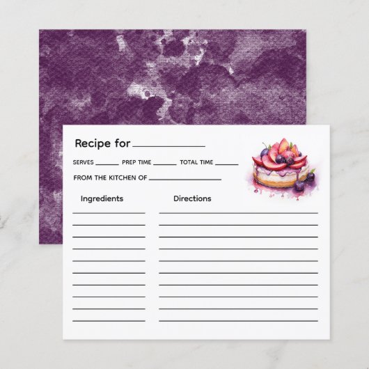 Receptkaart voor cake (Voorkant / Achterkant)