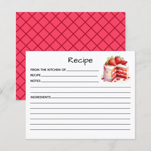 Receptkaart voor cake (Voorkant / Achterkant)