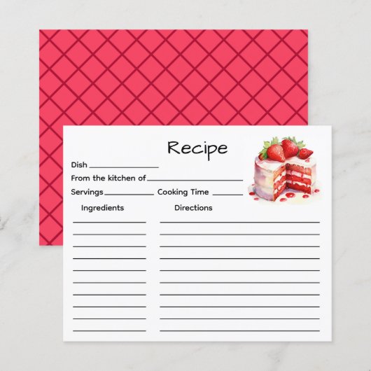 Receptkaart voor cake (Voorkant / Achterkant)