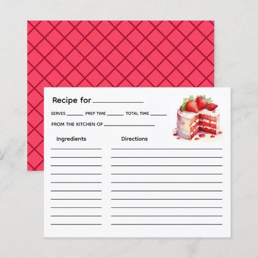 Receptkaart voor cake (Voorkant / Achterkant)