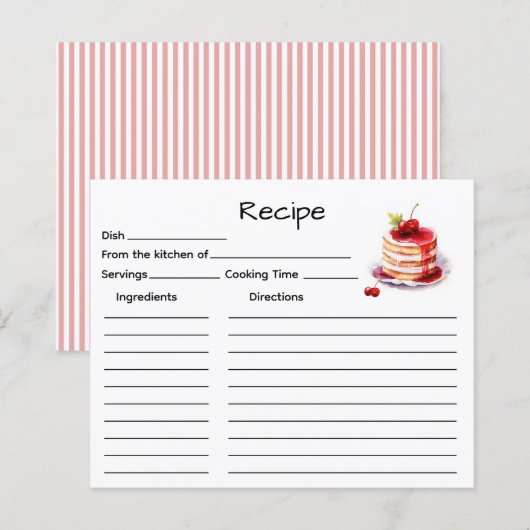 Receptkaart voor cake (Voorkant / Achterkant)