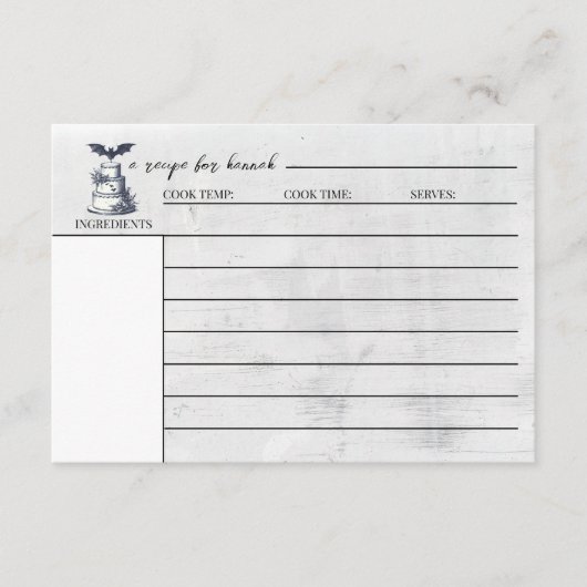 Receptkaart voor cakevleermuis informatiekaartje (Voorkant)