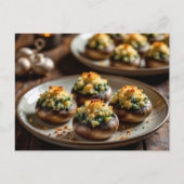 Receptkaart voor gevulde champignons briefkaart (Voorkant)