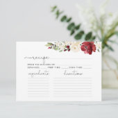 Receptkaart voor vrijgezellenfeest van Bourgogne (Staand voorkant)