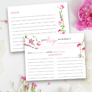 Receptkaart Vrouwelijk Roze Wilde Bloem Bruidsuitn Briefkaart