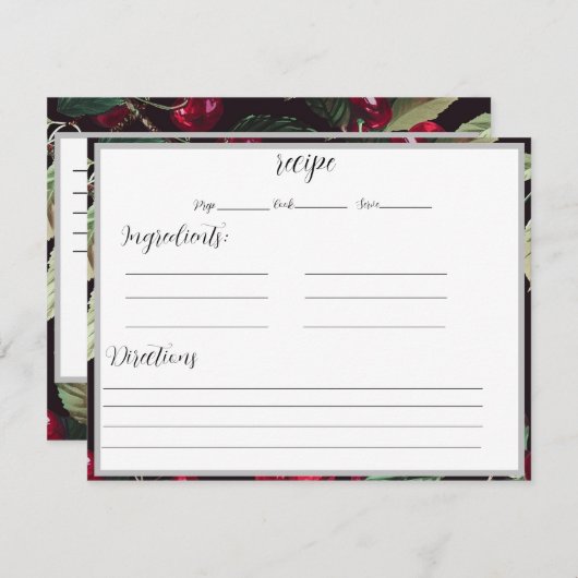 Receptkaarten met kersen achtergrond (Voorkant / Achterkant)