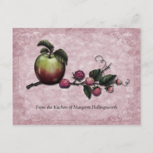 Receptkaarten voor appels en frambozen briefkaart