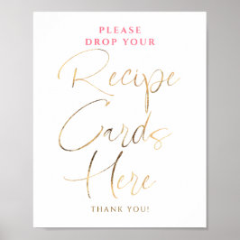 Receptkaartjes Roze en Gouden Bruidsfeest Bord Poster
