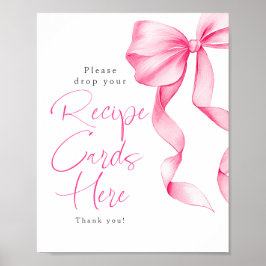 Receptkaartjes Roze Strik Bruidsfeest Bord Poster