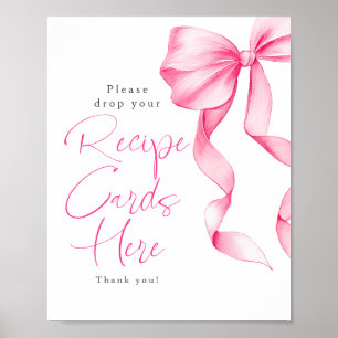 Receptkaartjes Roze Strik Bruidsfeest Bord Poster