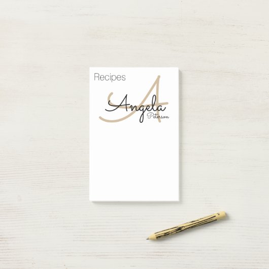 Receptnotities van het chef monogram post-it® notes (Op bureau)
