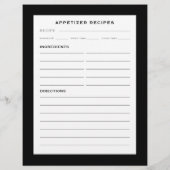 Receptpagina | Voorgerecht | Eenvoudige Zwart Wit (Achterkant)