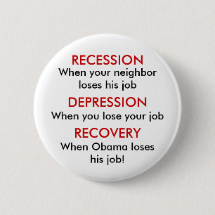 Recessie, depressie, herstel ronde button 5,7 cm