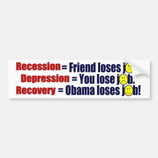 Recessie, depressie of herstel? bumpersticker (Voorkant)