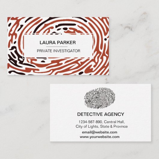 rechercheur Finger Print Private Investigator Visitekaartje (Voorkant / Achterkant)