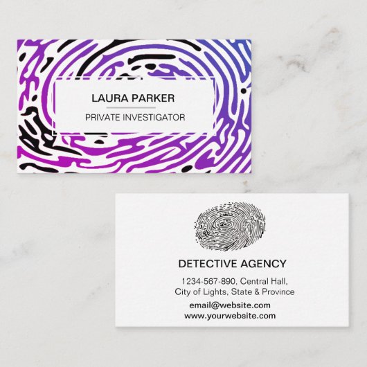 rechercheur Finger Print Private Investigator Visitekaartje (Voorkant / Achterkant)