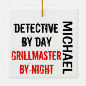 Rechercheur Grillmaster CUSTOM Keramisch Ornament (Achterkant)