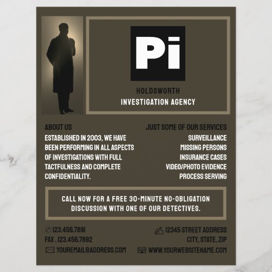 rechercheur Logo, privé rechercheur Flyer (Voorkant)