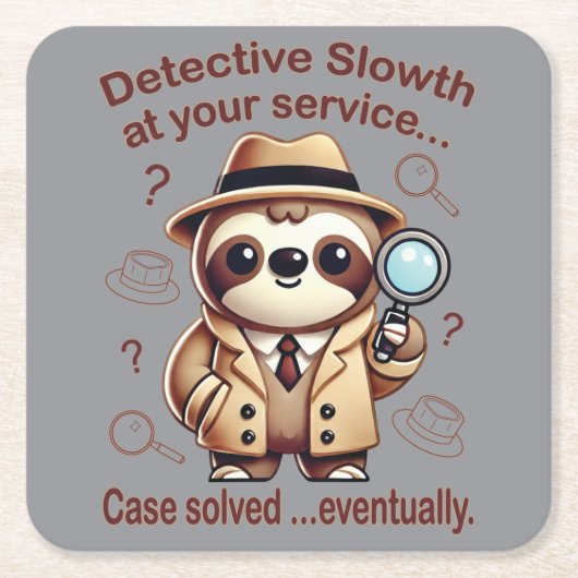 Rechercheur Sloth - Sloth Private Eye Kartonnen Onderzetters (Voorkant)