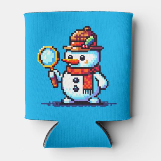 Rechercheur Snowman - Grappige Pixel Art Winter My Blikjeskoeler (Voorkant)