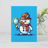 Rechercheur Snowman - Grappige Pixel Art Winter My Feestdagenkaart (Staand voorkant)