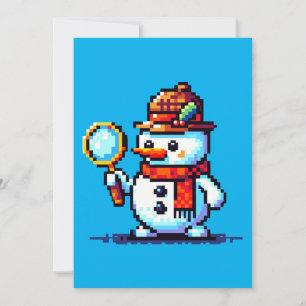 Rechercheur Snowman - Grappige Pixel Art Winter My Feestdagenkaart