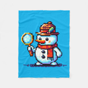 Rechercheur Snowman - Grappige Pixel Art Winter My Fleece Deken