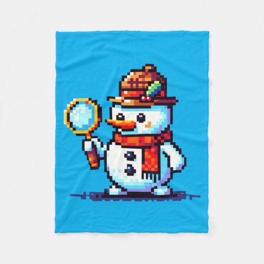 Rechercheur Snowman - Grappige Pixel Art Winter My Fleece Deken (Voorkant)