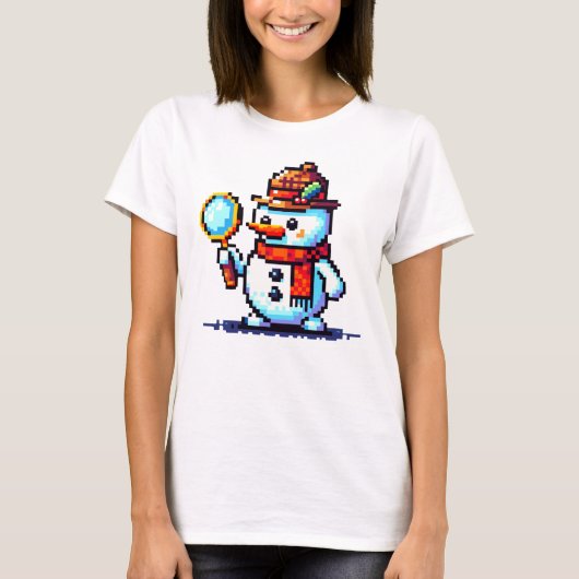 Rechercheur Snowman - Grappige Pixel Art Winter My T-shirt (Voorkant)