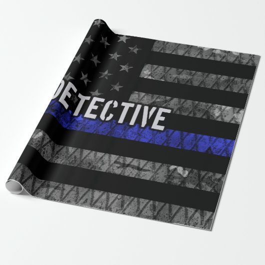 Rechercheur Thin Blue Line Distress Vlag Cadeaupapier (Uitgerold)