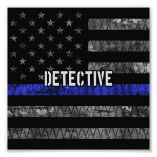 Rechercheur Thin Blue Line Distress Vlag Foto Afdruk