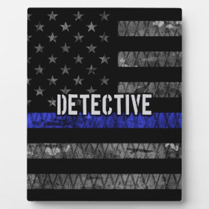 Rechercheur Thin Blue Line Distress Vlag Fotoplaat
