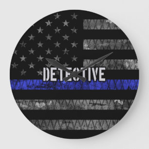 Rechercheur Thin Blue Line Distress Vlag Grote Klok