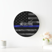 Rechercheur Thin Blue Line Distress Vlag Grote Klok (Huis)